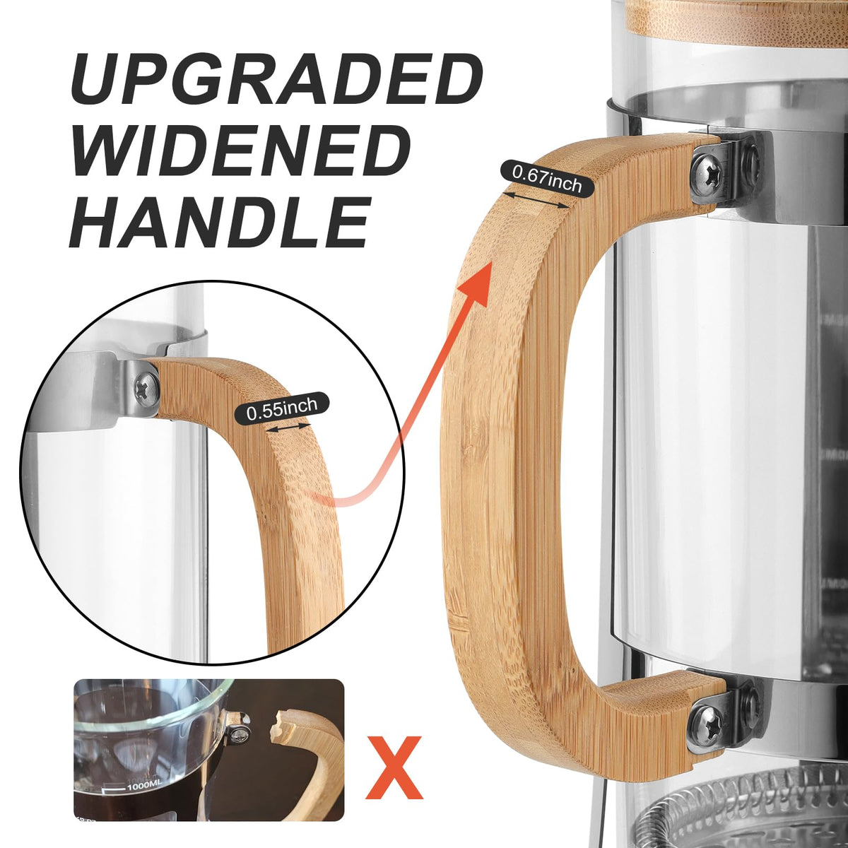 34 oz French Press Coffee Maker with Bamboo Lid R625400