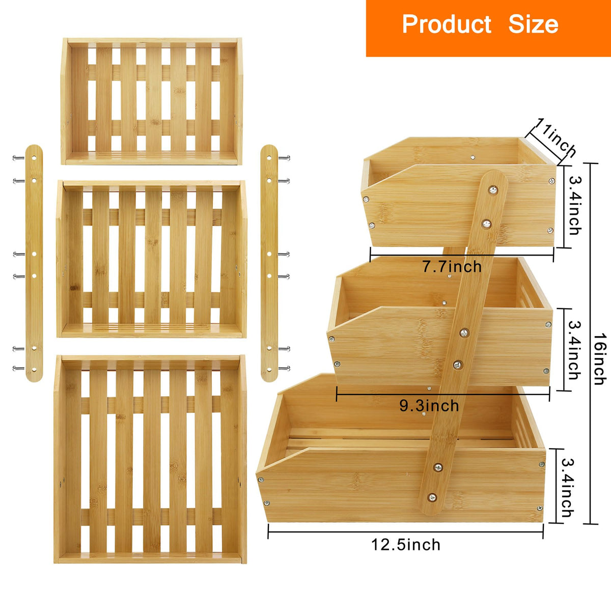 3 Tier Bamboo Fruit Basket V99605