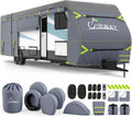 600D Oxford Waterproof Rip-Stop RV Cover 24-27ft with 4 Tire Covers L40076