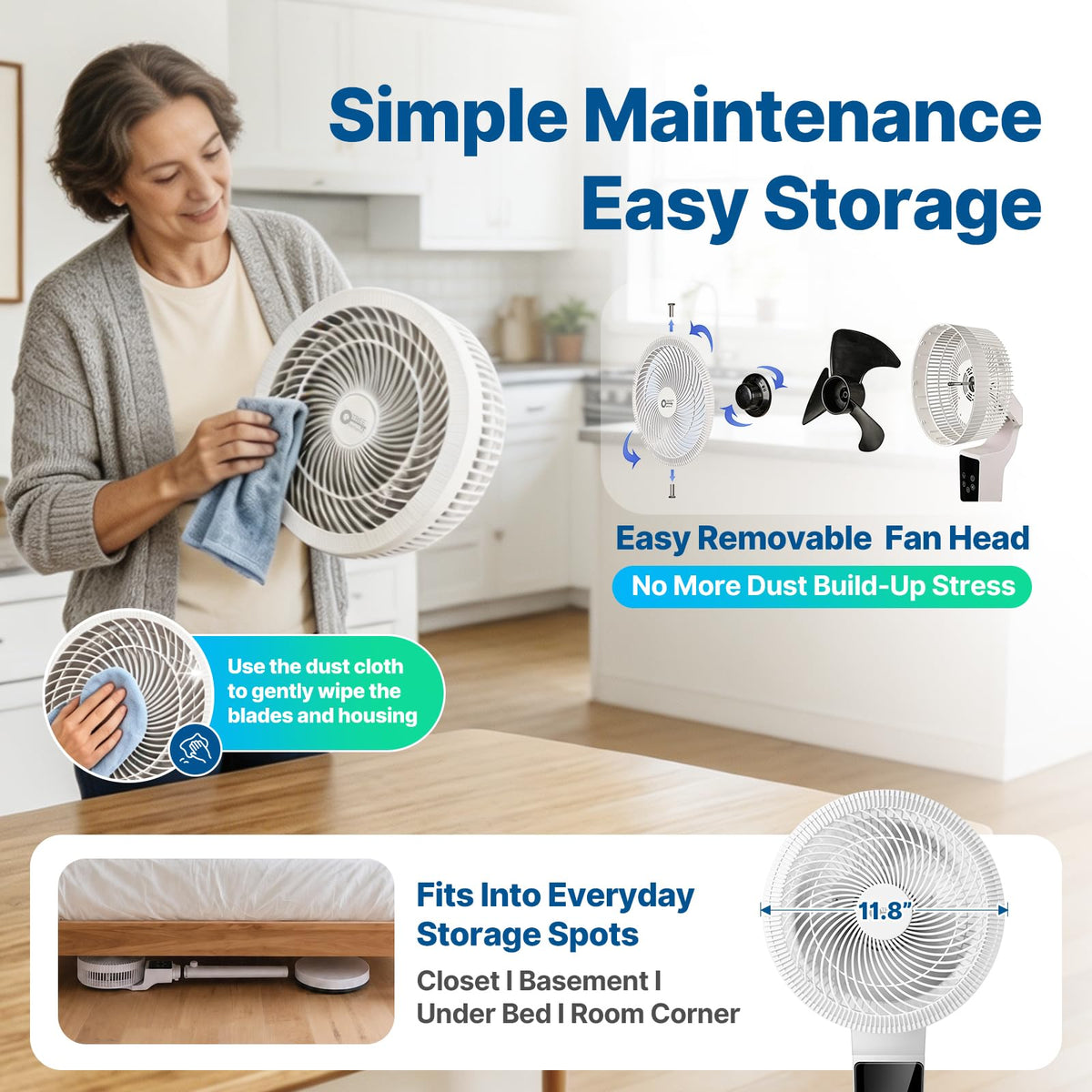Oscillating Fan, 360° Air Circulator Pedestal Fan, 43.3” Adjustable Height C5613