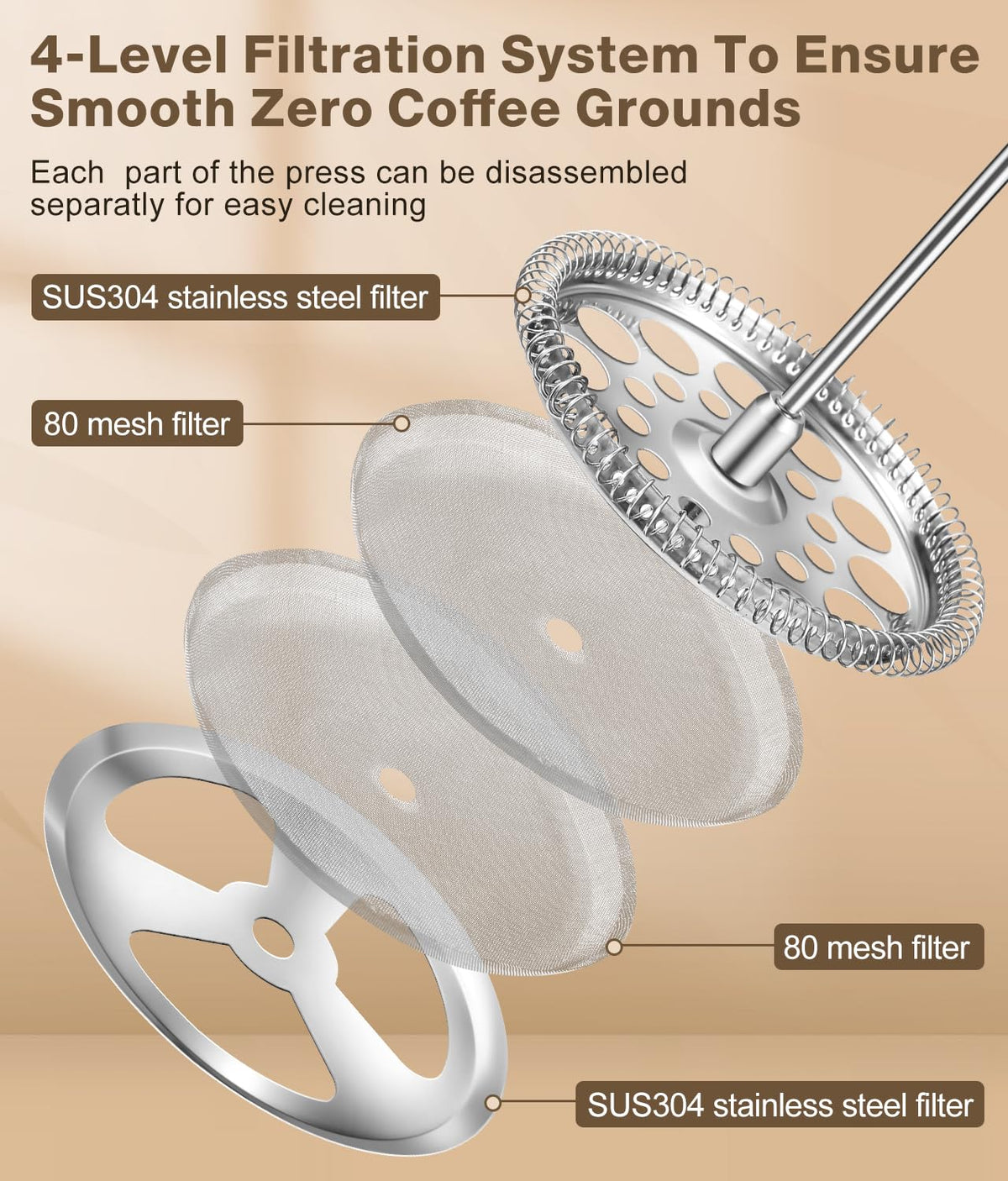 34 Ounce Stainless Steel French Press Coffee Maker W472254