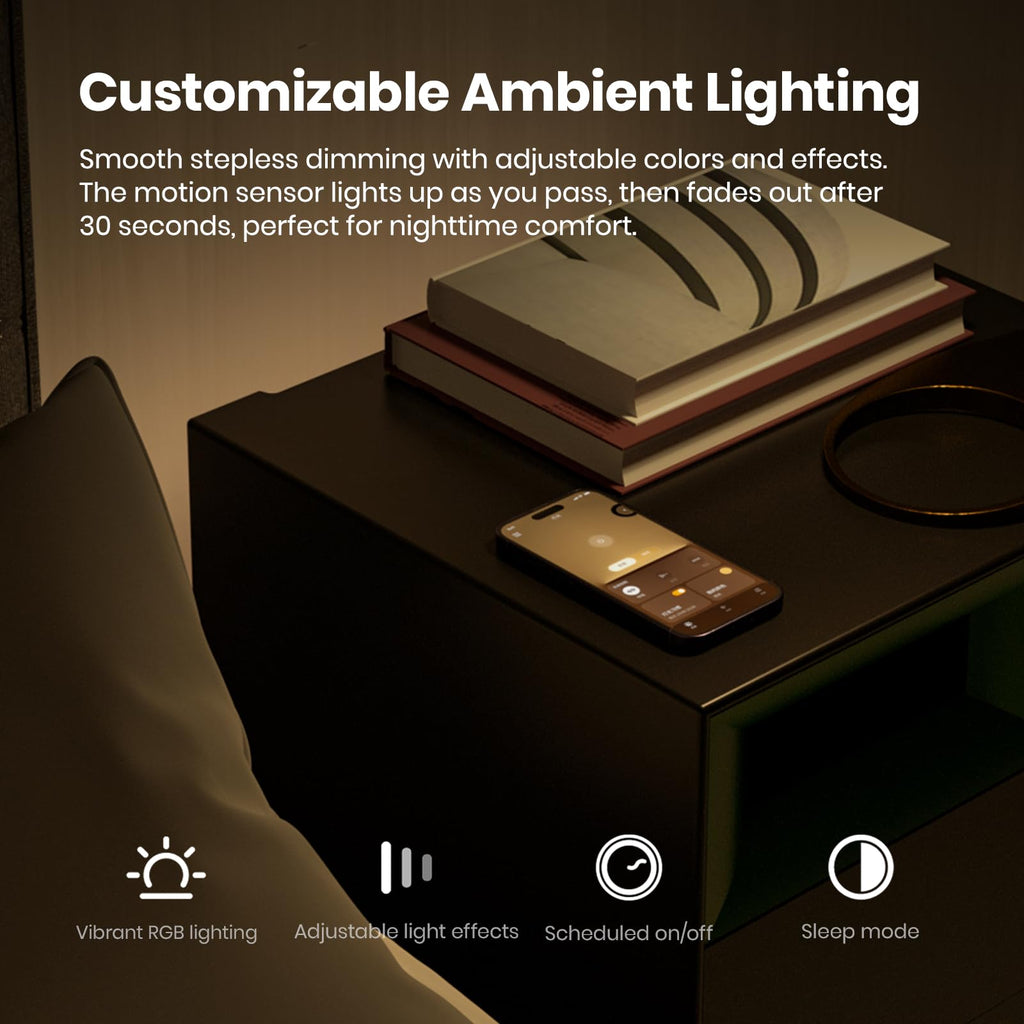 Bluetooth Wireless Charging Speaker Nightstand with 2 Drawers J15040