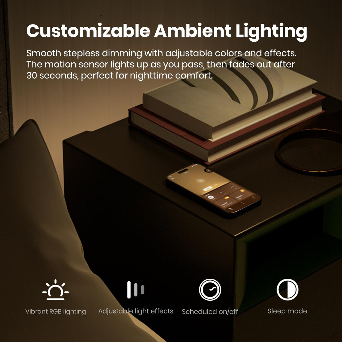 Bluetooth Wireless Charging Speaker Nightstand with 2 Drawers J15040