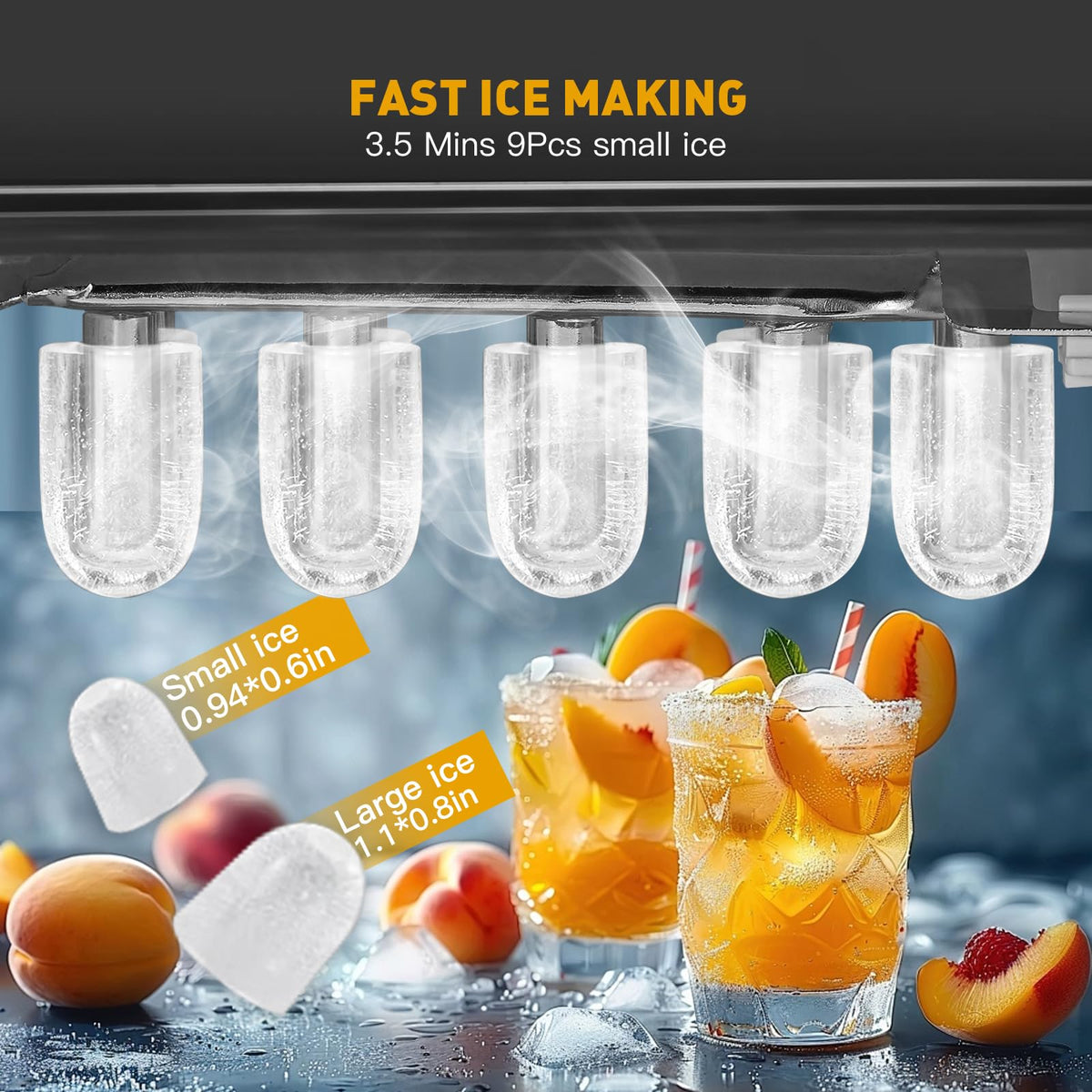 Countertop Ice Maker 38lbs Per Day 9 Ice Cubes in 3.5 Minutes Self-Cleaning Portable Ice Machine 2 Bullet Sizes Z778961