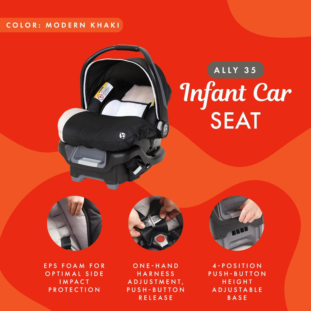 Khaki Infant Car Seat with Cover and Harness W665