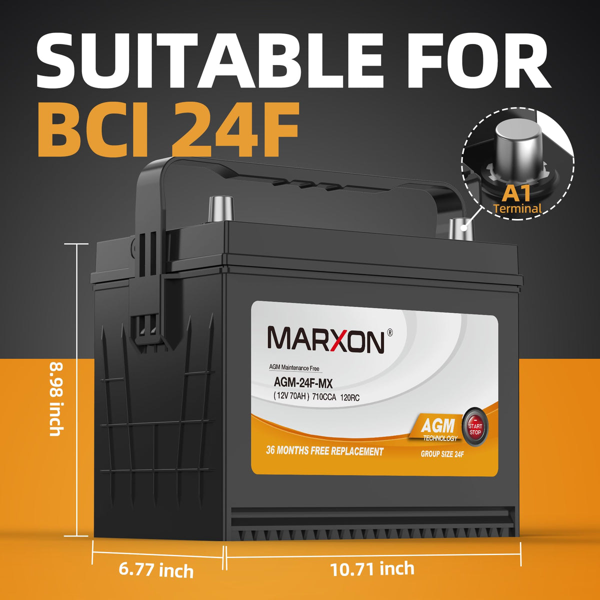 24F 12v 70AH 710CCA AGM Car Battery D5550