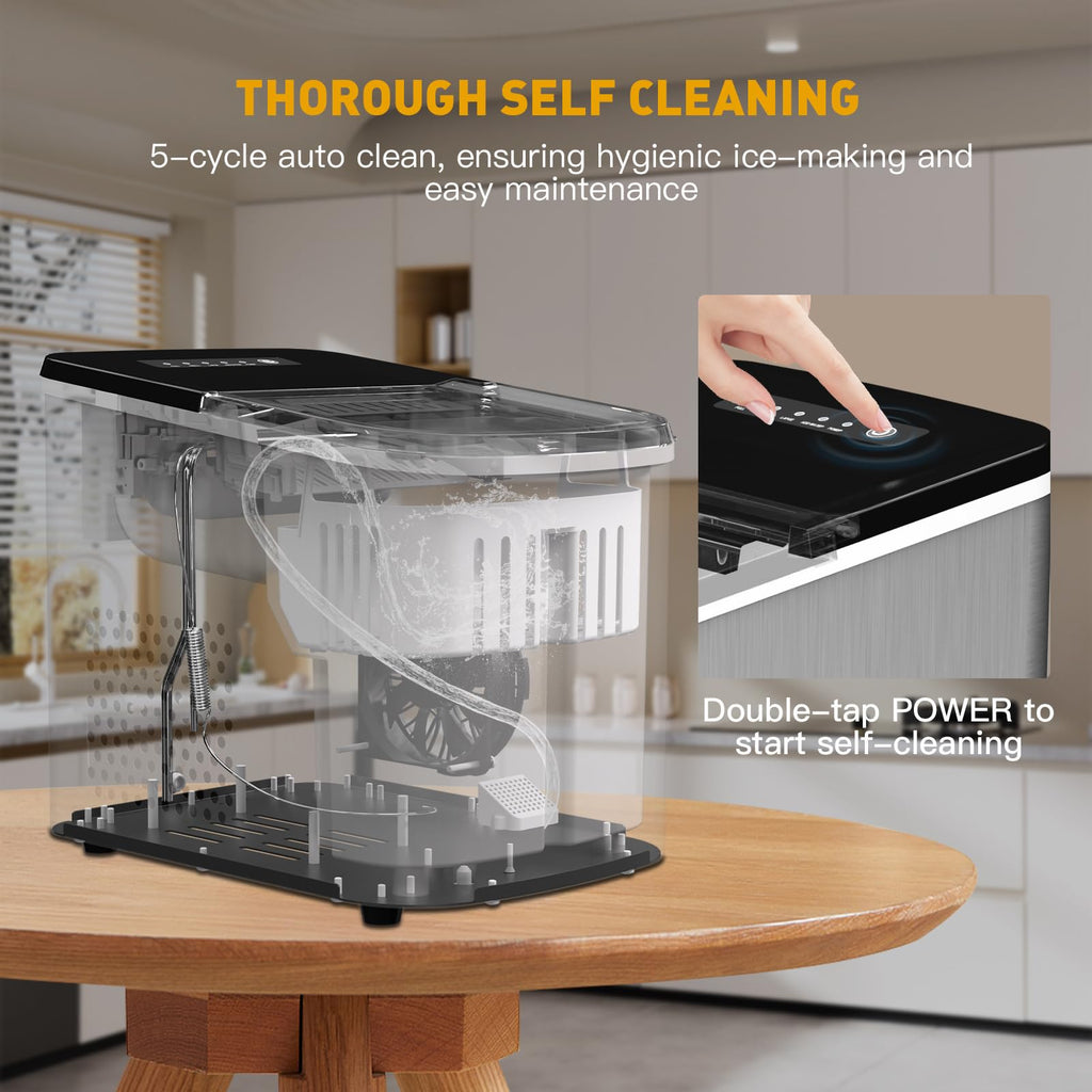 Countertop Ice Maker 38lbs Per Day 9 Ice Cubes in 3.5 Minutes Self-Cleaning Portable Ice Machine 2 Bullet Sizes Z778961