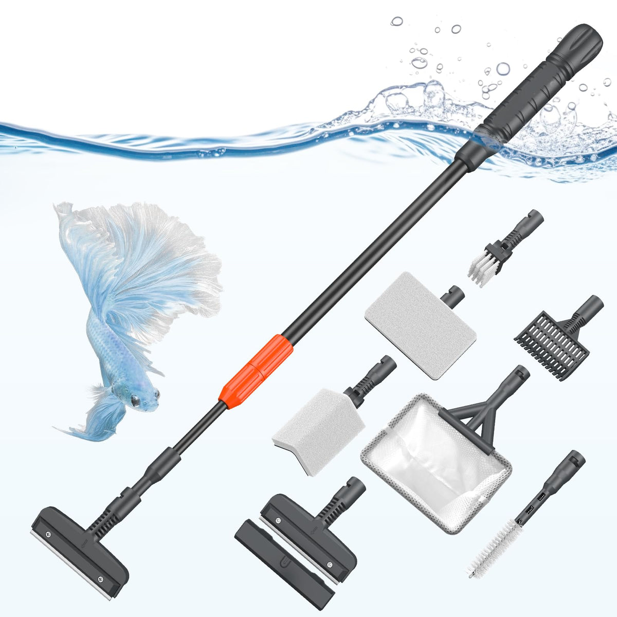 7 in 1 Aquarium Cleaning Kit with Adjustable Long Handle V3134
