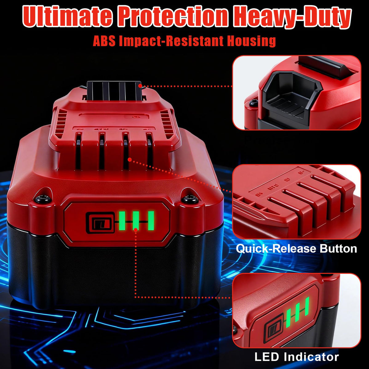 20V 8.0Ah Lithium ion Replacement Battery 2 Piece H195