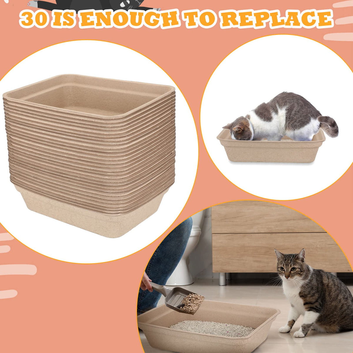 30 Pack Disposable Cat Litter Tray J61884