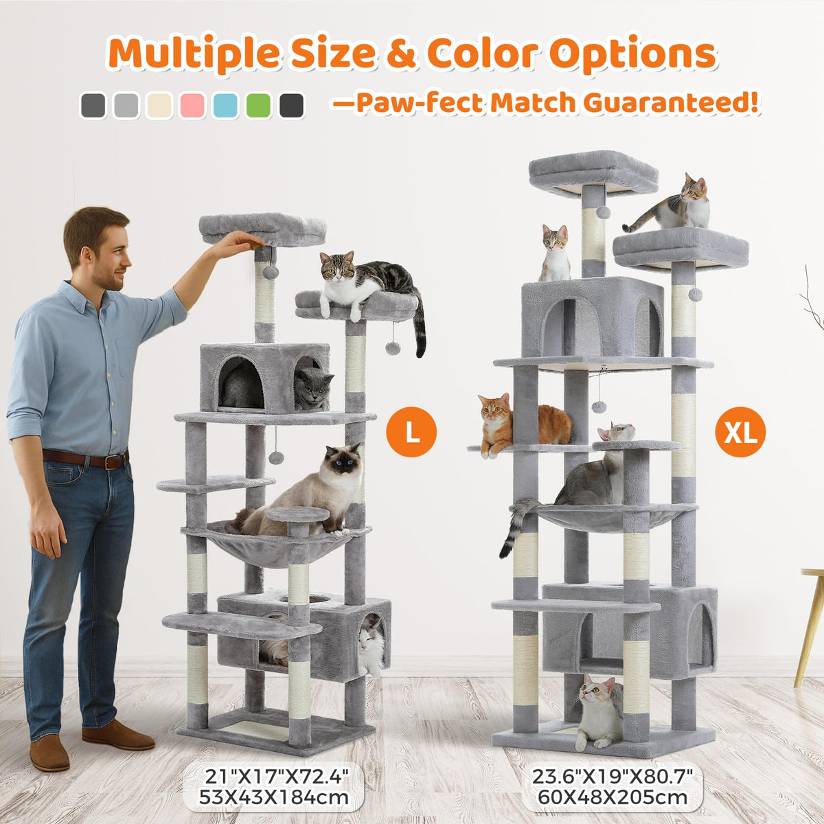 72" Cat Tree with Hammock & Condos Z82092