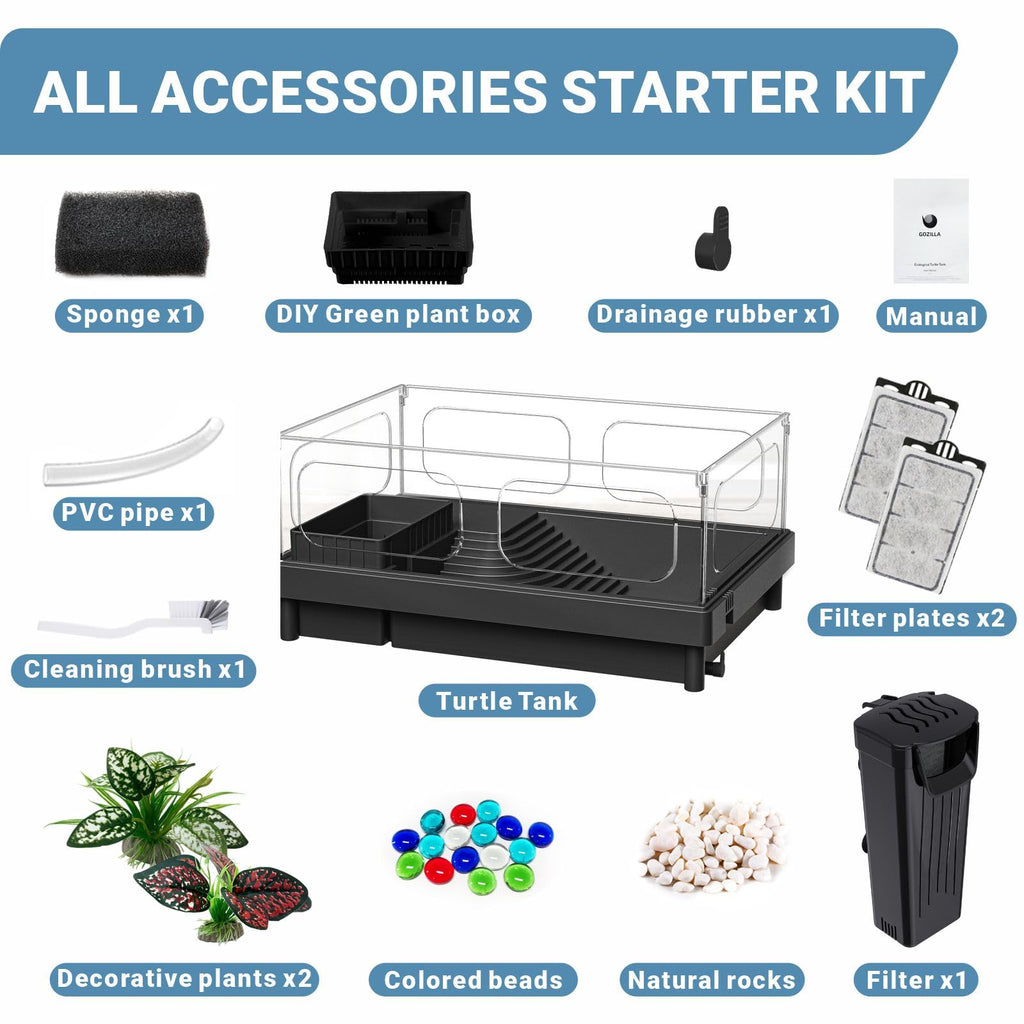 Small Turtle Tank Kit with Adjustable Lamp and Filter O407
