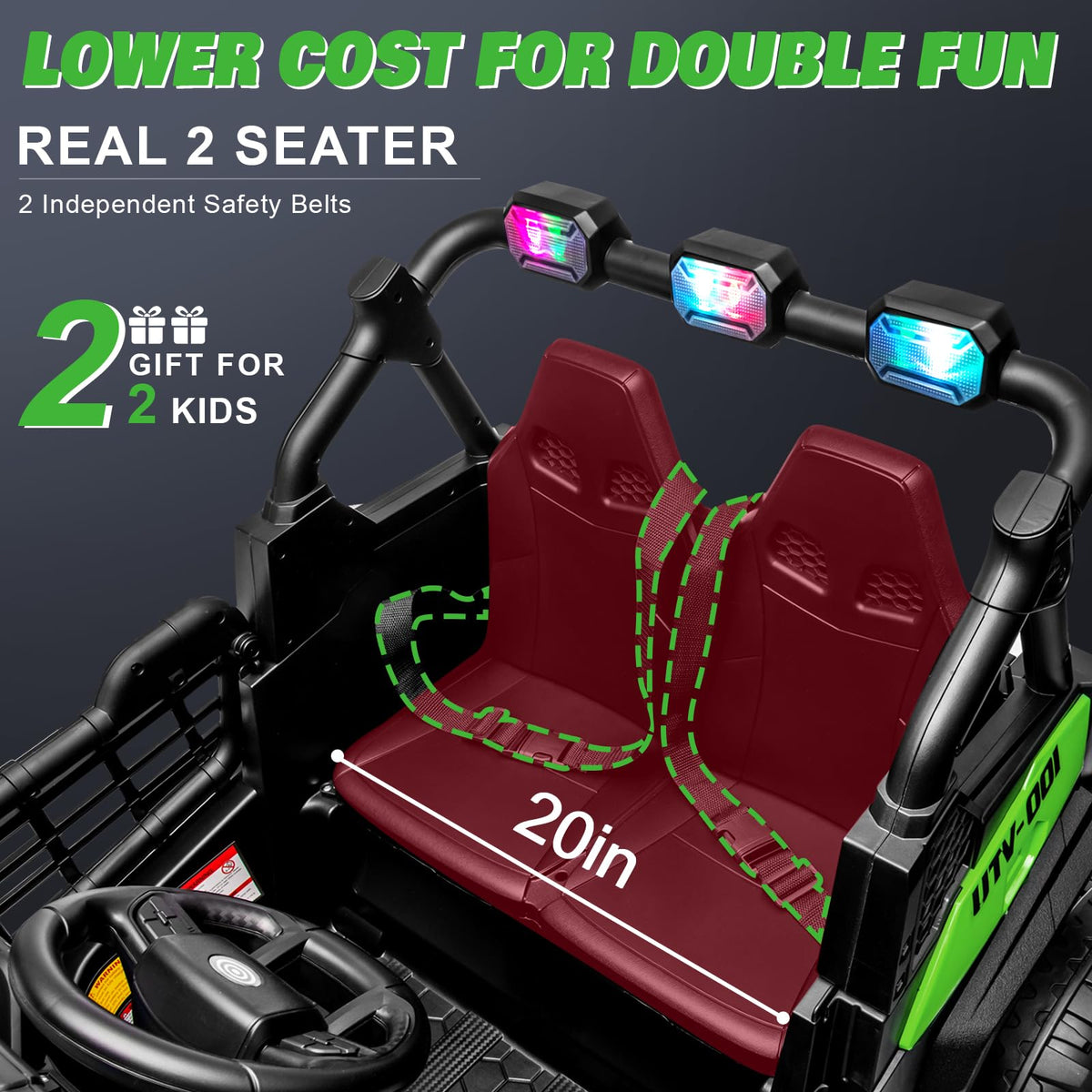 Green 2-Seater Ride On Car Truck D70201
