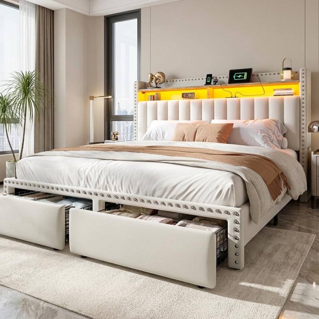 Queen Size Bed Frame with 2 Drawers Q39477