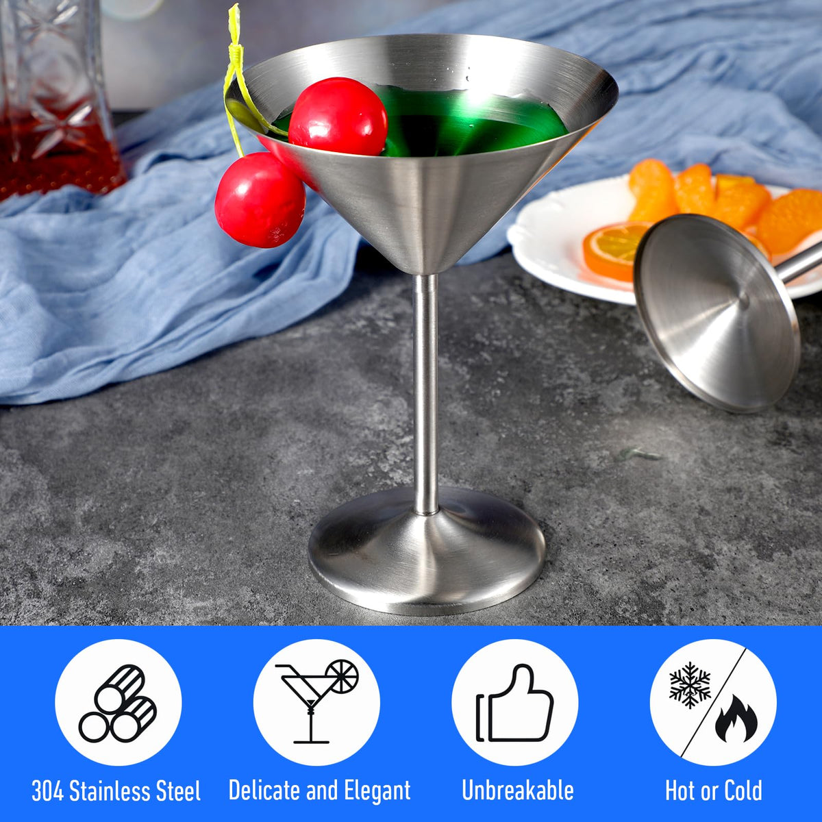 4-Pack Stainless Steel Martini Glasses 8.5oz N738601