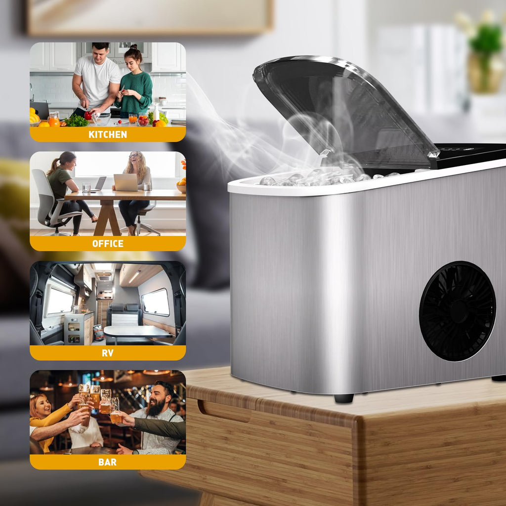 Countertop Ice Maker 38lbs Per Day 9 Ice Cubes in 3.5 Minutes Self-Cleaning Portable Ice Machine 2 Bullet Sizes Z778961