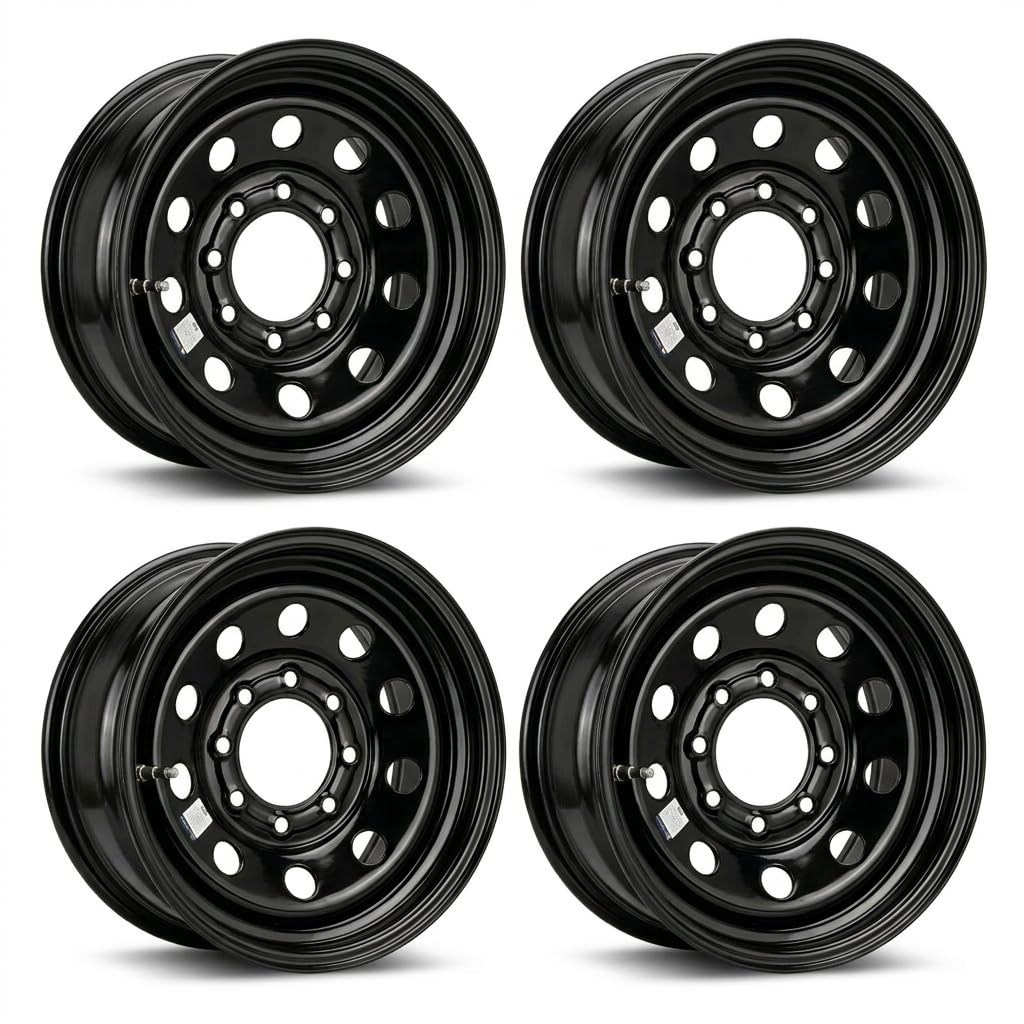 16x6 Black Modular Steel Trailer Wheels 8 Lug D10082