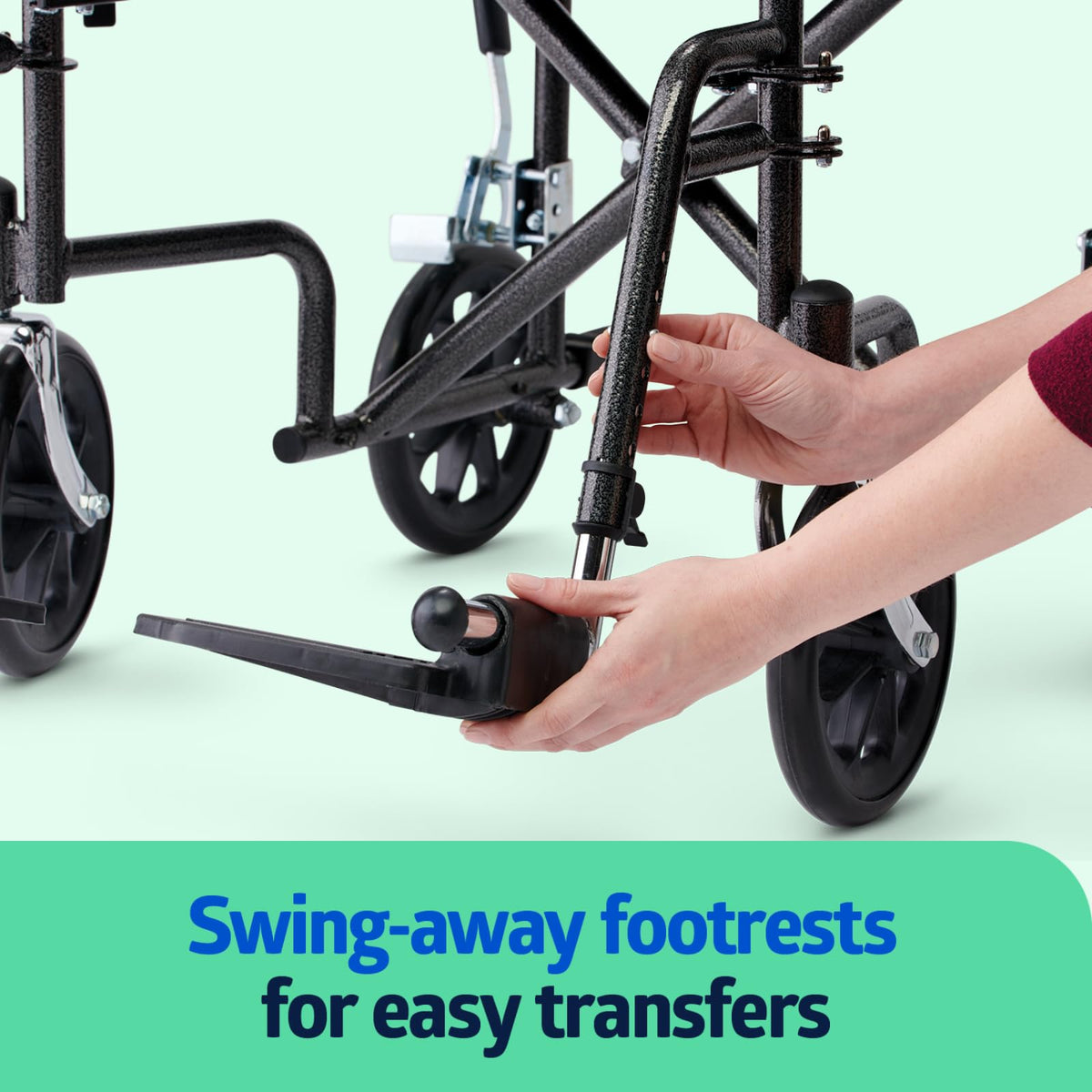 Folding Steel Transport Wheelchair with Swing-Away Footrests N298249
