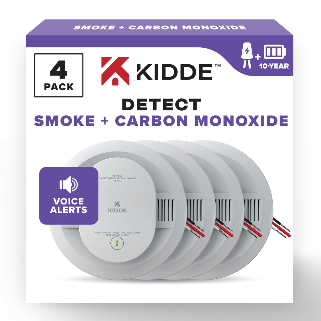 Hardwired Smoke & Carbon Monoxide Detector, 10-Year Battery Backup, 4 Pack R926021