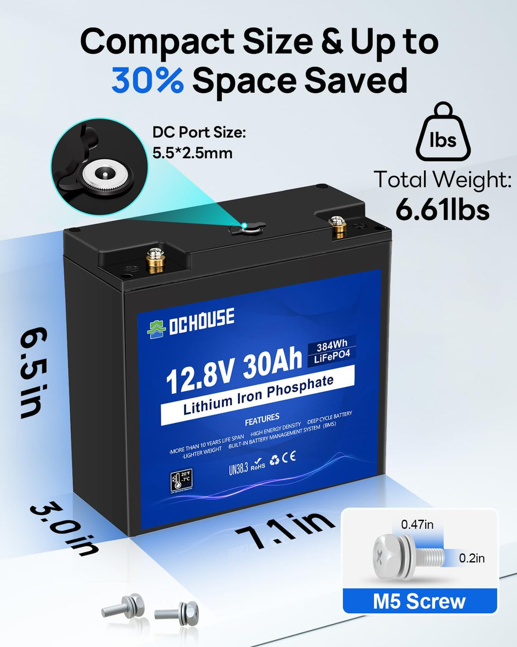 12V 30Ah Lithium Battery with USB Charger O557707