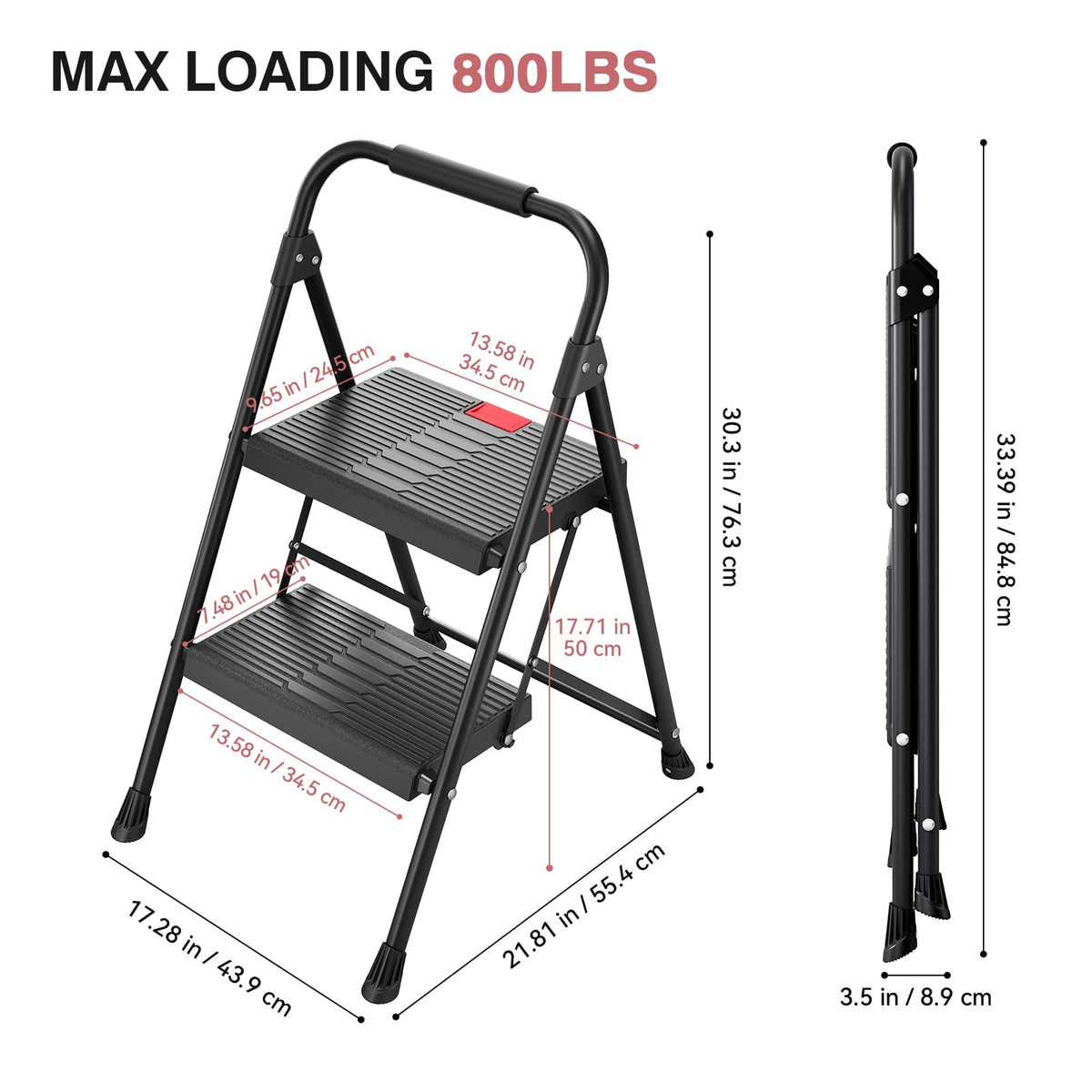 2 Step Steel Step Ladder with Handrail Z373160