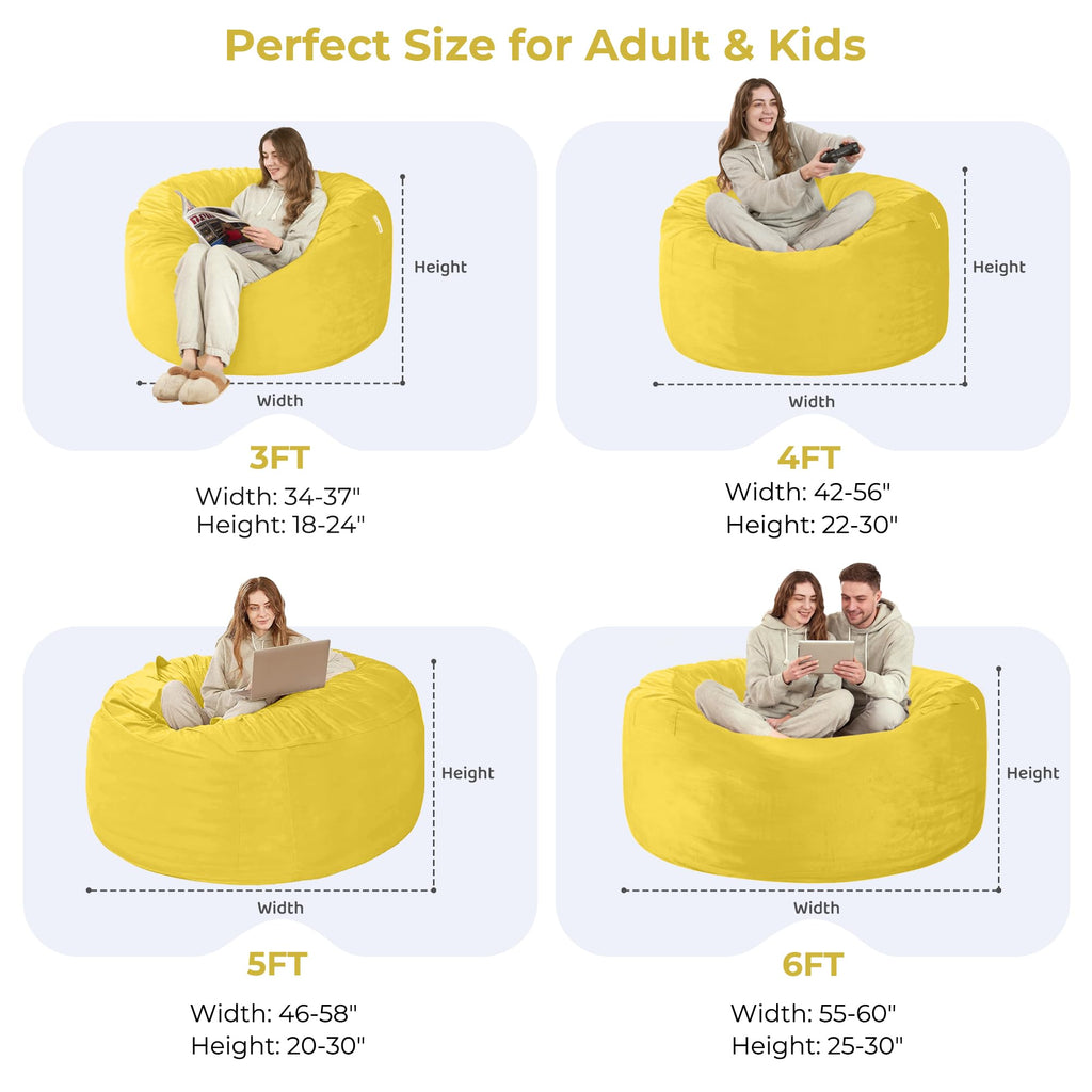 Giant 4' Memory Foam Bean Bag Chair with Microfiber Cover T720
