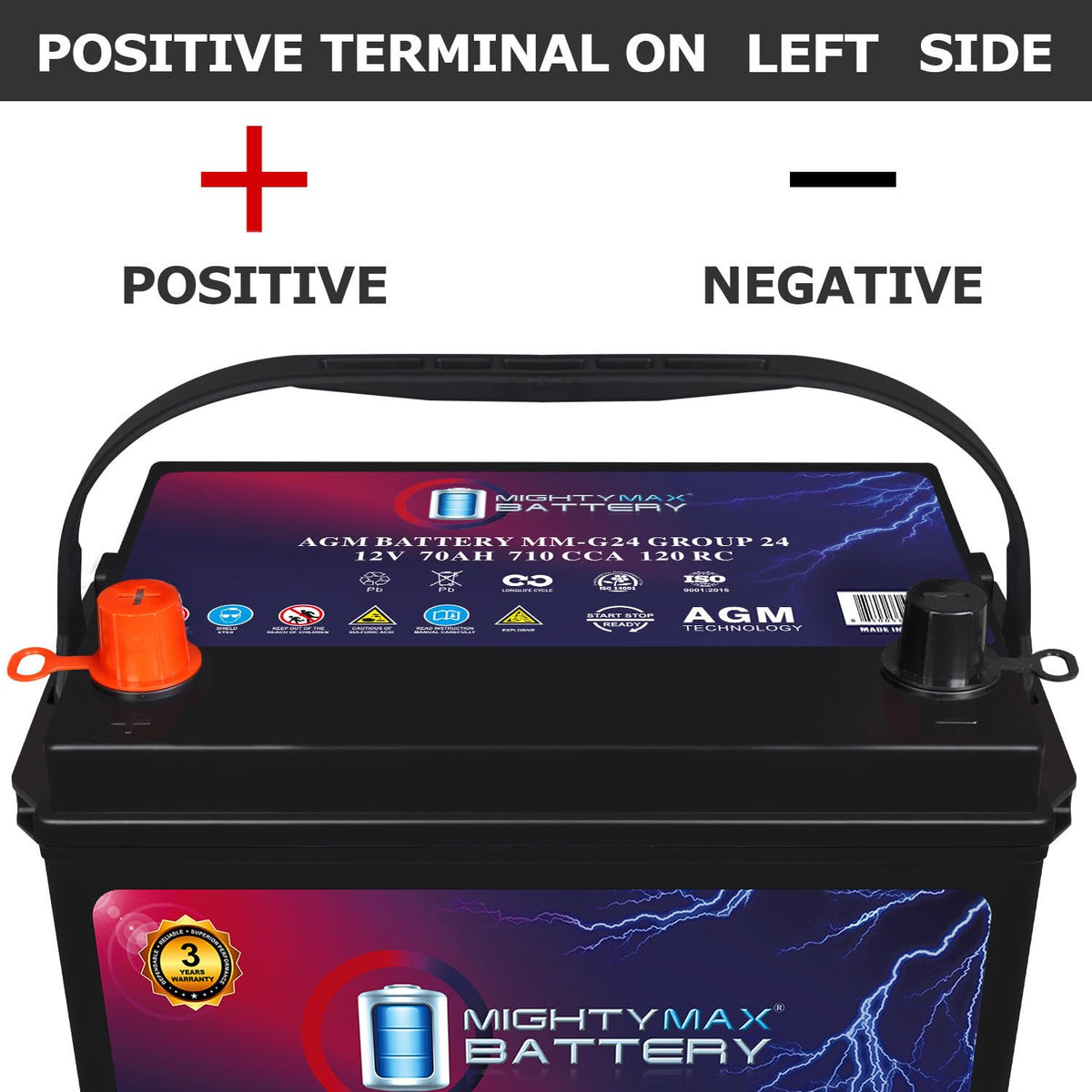 12V 70Ah 710 CCA Group Size 24 Replacement Battery D995545