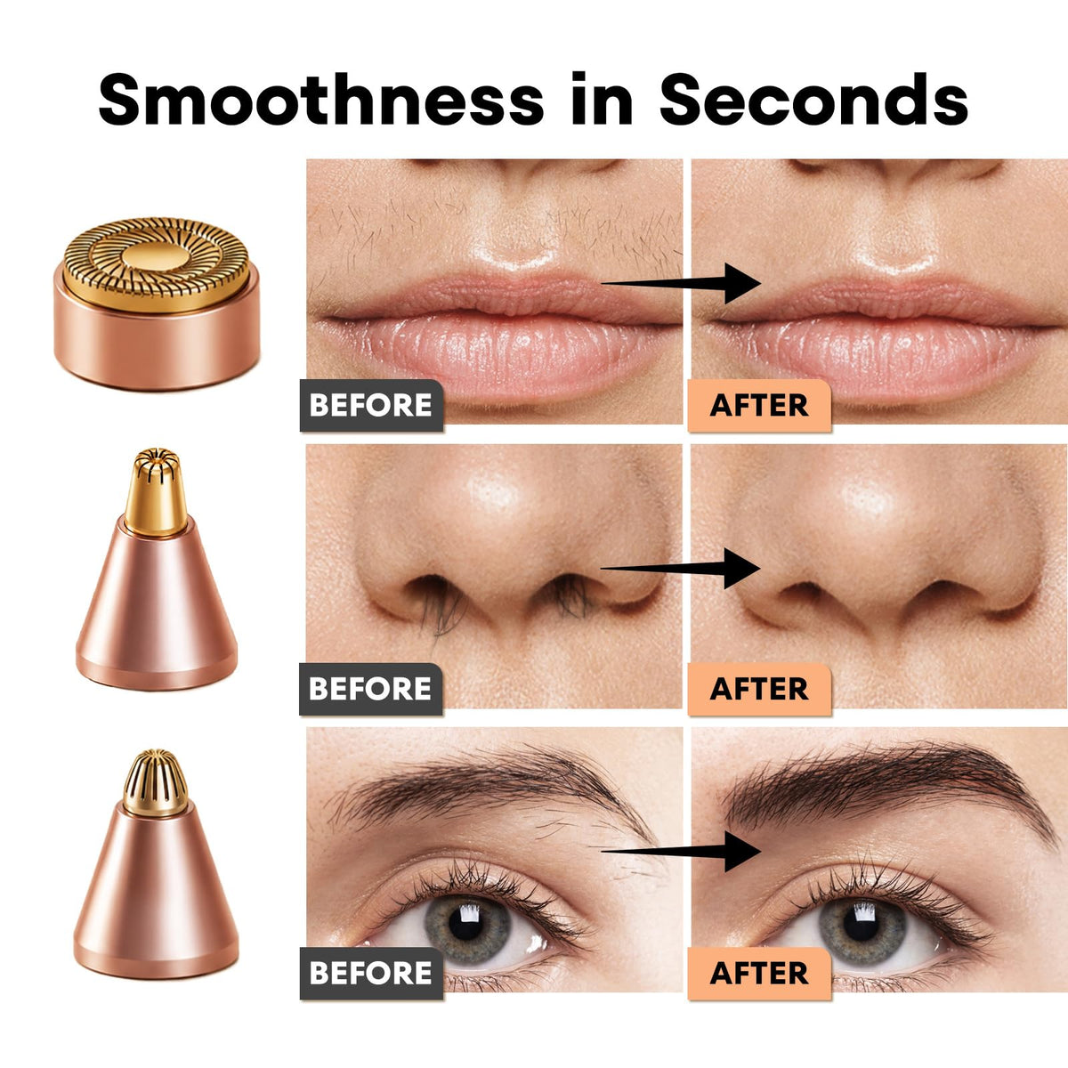 Nose Hair Trimmer 3 in1 Rechargeable Facial Hair Removal & Eyebrow Shaver F882561