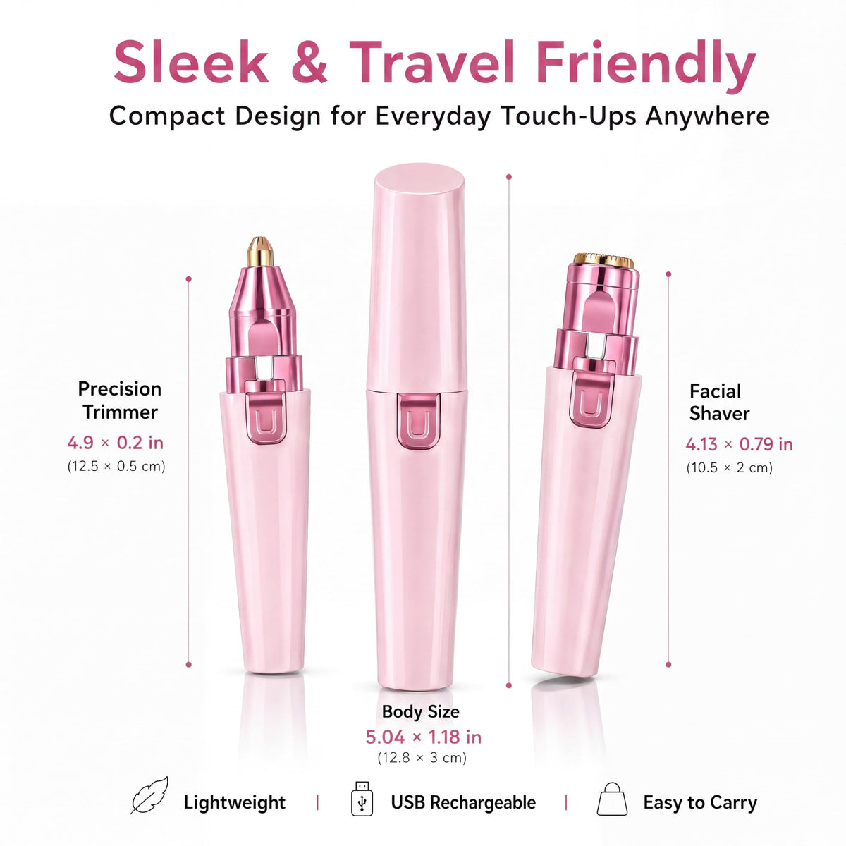 Pink USB Rechargeable Facial Hair Remover Z5267