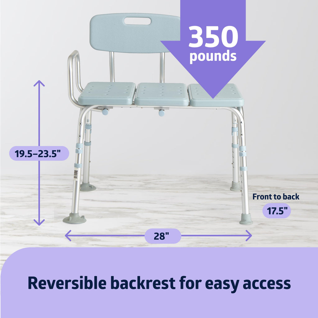 Light Blue Adjustable Tub Transfer Bench and Shower Chair 350 lb. Weight Capacity C100422