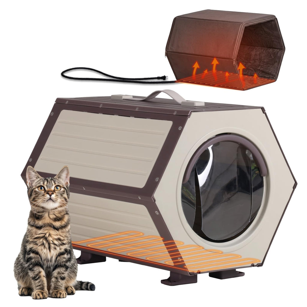 Heated Outdoor Cat House with Liner Z95211
