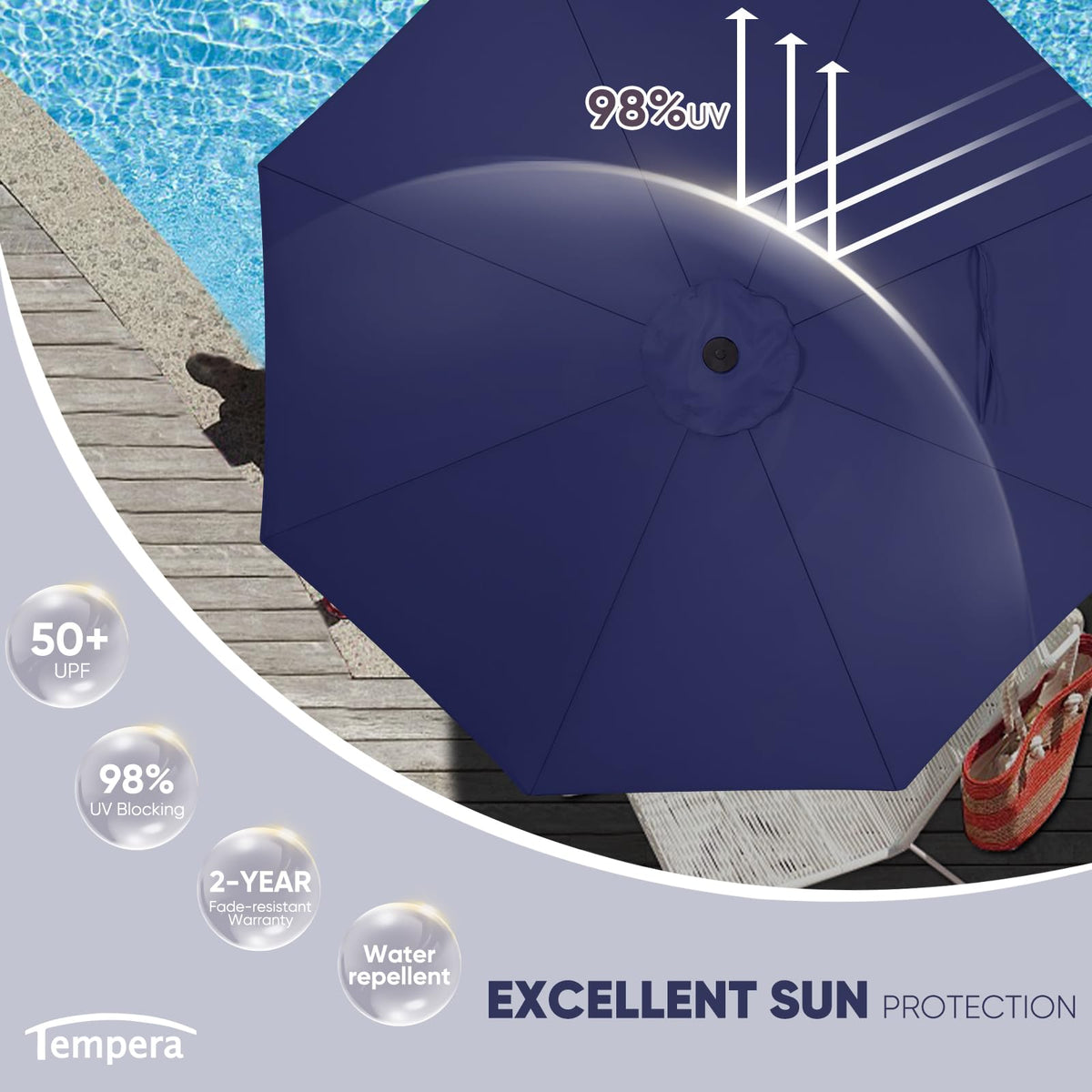 Patio Market Outdoor Table Umbrella with Auto Tilt and Crank C7334