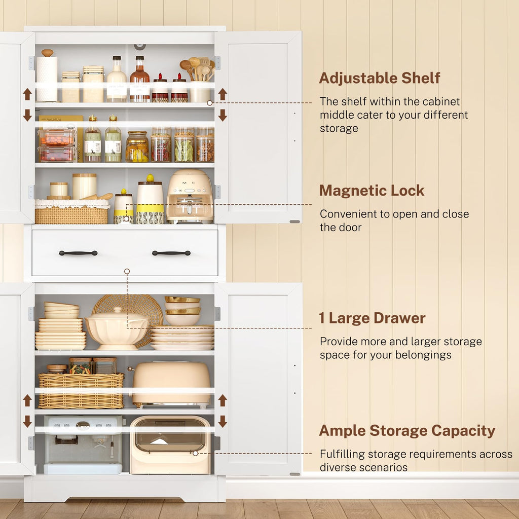 White Storage Cabinet with 2 Adjustable Shelves and Drawer M96663