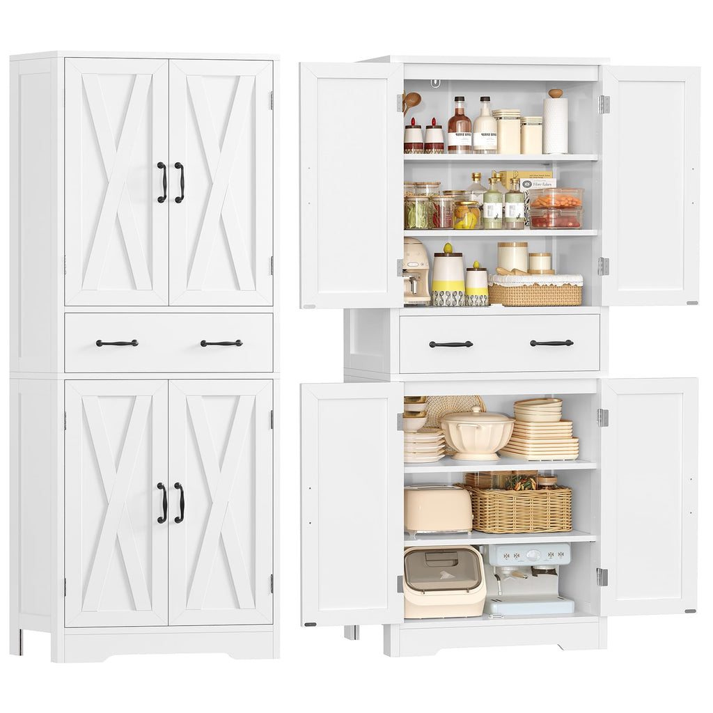 White Storage Cabinet with 2 Adjustable Shelves and Drawer M96663