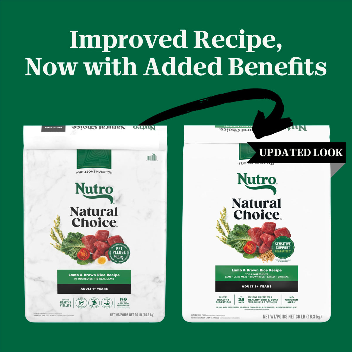 Adult Dry Dog Food, Lamb & Brown Rice Recipe, 36 lb O8950