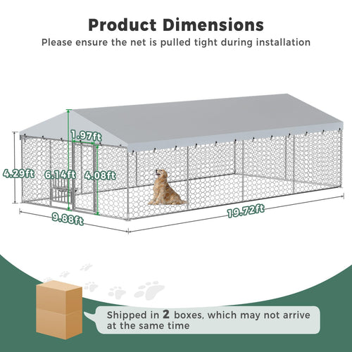 10×20FT Heavy Duty Chain Link Dog Kennel with Roof V11653