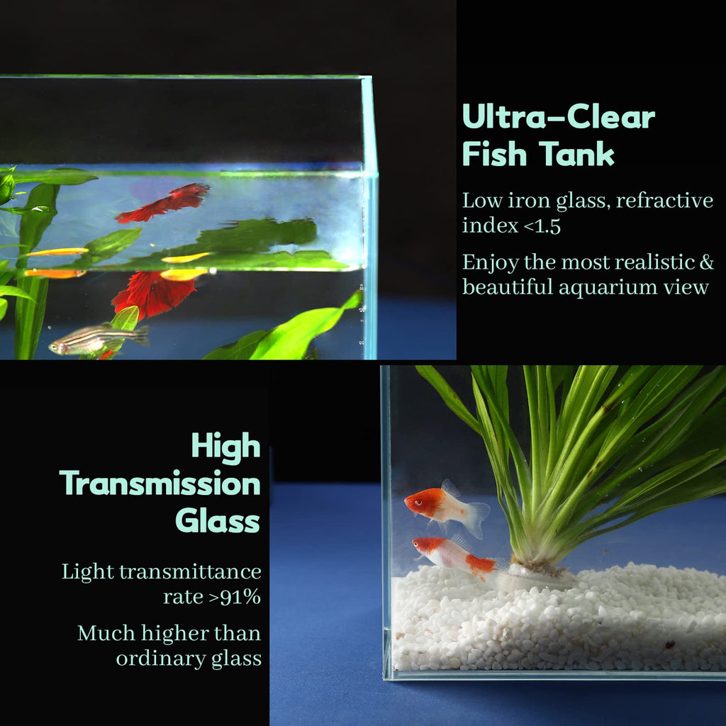 10 Gallon Ultra Clear Rimless Low Iron Glass Fish Tank G913