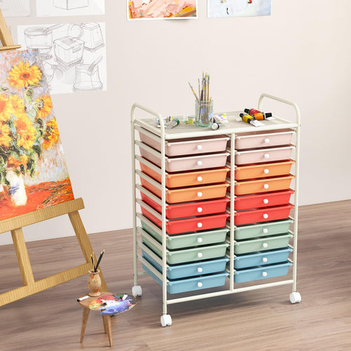 20 Drawer Rolling Storage Cart with Lockable Wheels N49418