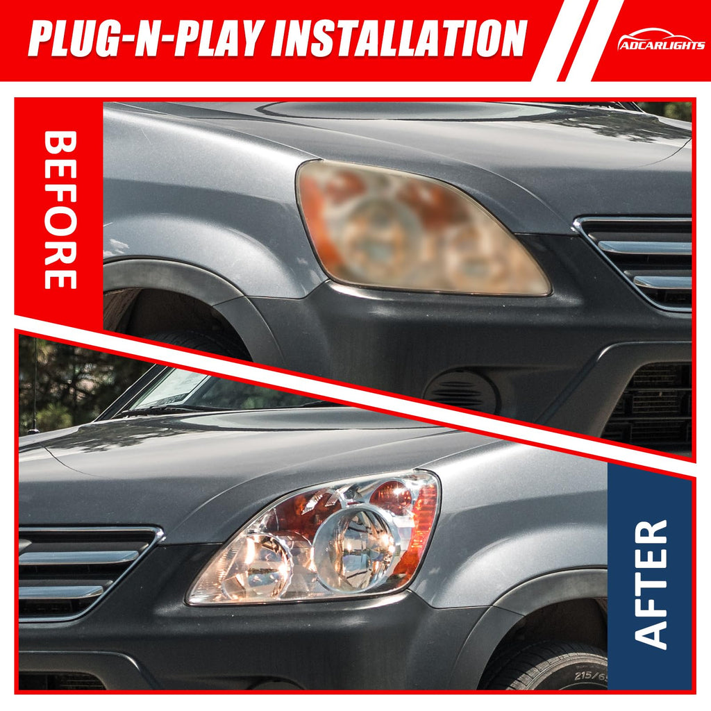 Headlight Chrome Housing Amber Reflector Replacement Pair M28165
