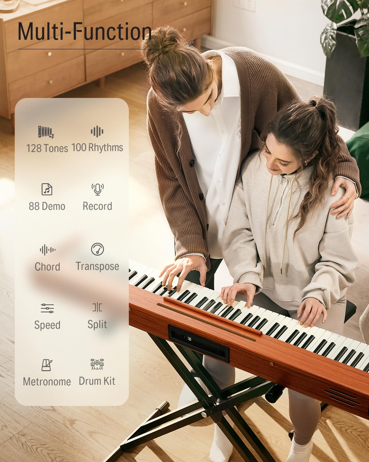 88 Keys Digital Piano with Stand and Sustain Pedal F6215