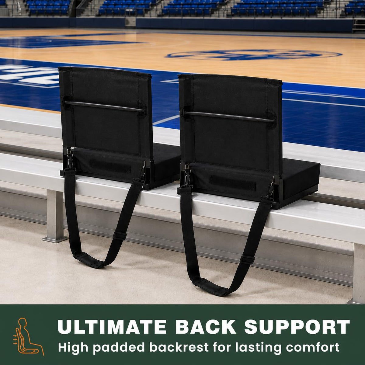 Folding Bleacher Seat with Cushion and Storage Pocket N226