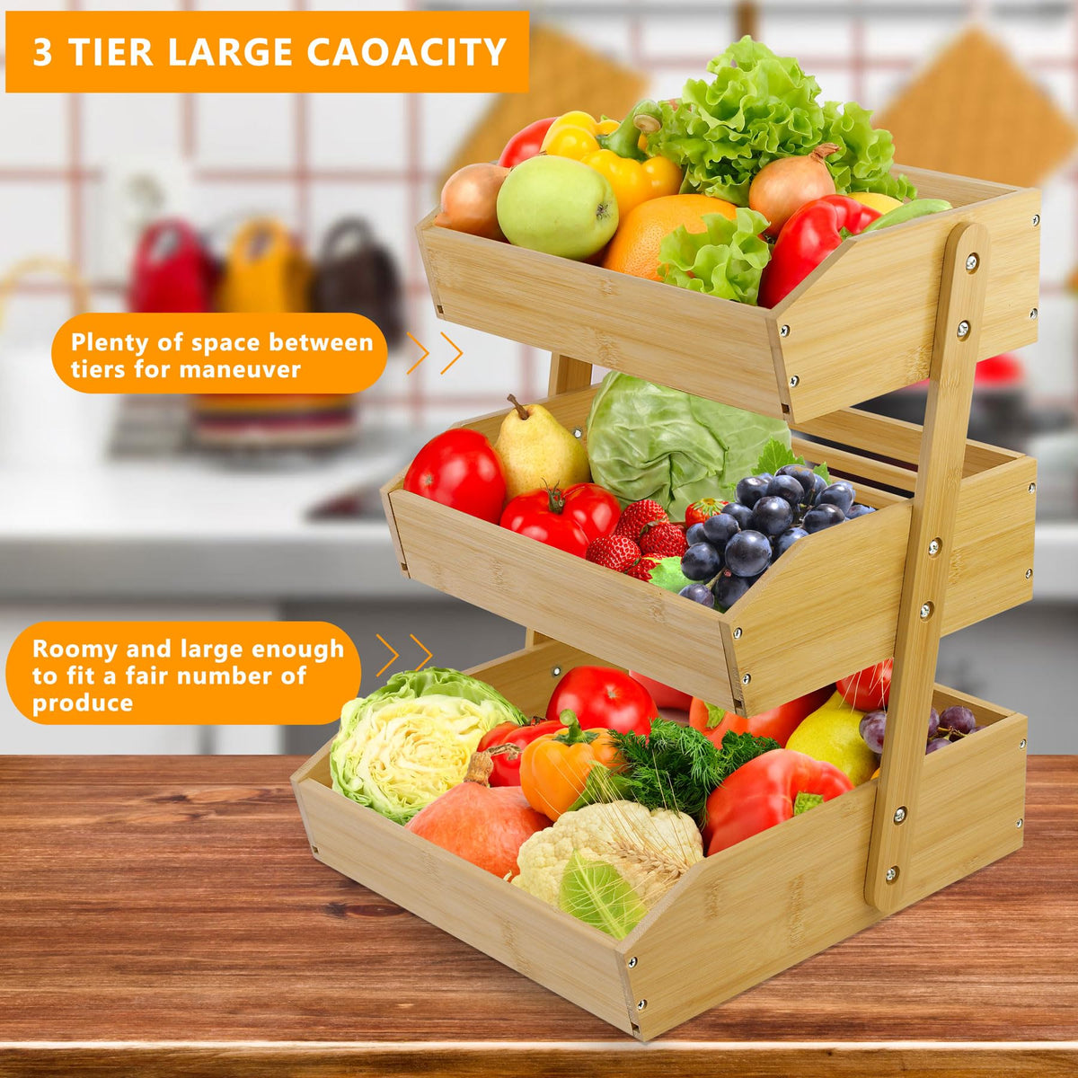 3 Tier Bamboo Fruit Basket V99605