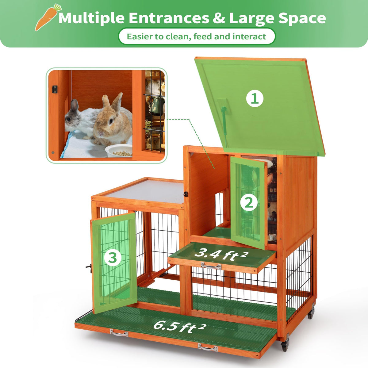 Rabbit Hutch with Wire Floor & Removable Tray S6234