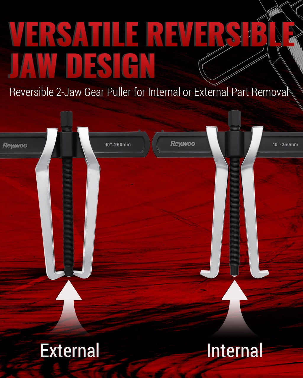 2-Jaw Gear Puller Set, 2 Pack Heavy-Duty Bearing, Flywheel, Pulley and Gear Remover Tool R60732