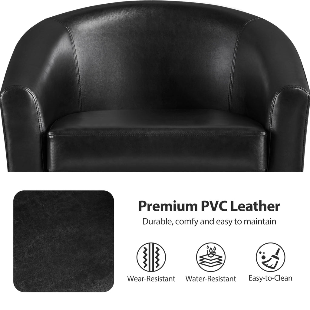 Black Faux Leather Barrel Accent Chairs Y231