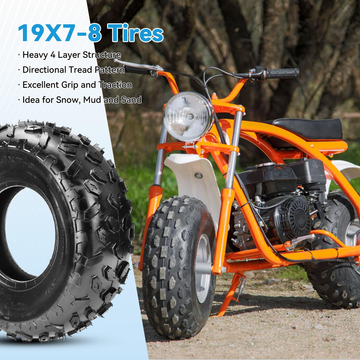 19x7-8 Mini Bike Tire Tubeless Replacement C40992