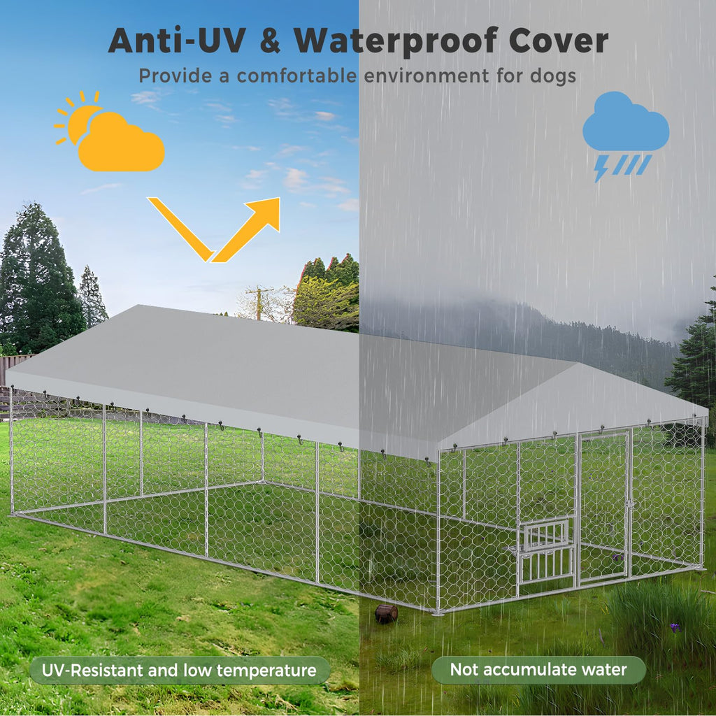 10×20FT Heavy Duty Chain Link Dog Kennel with Roof V11653