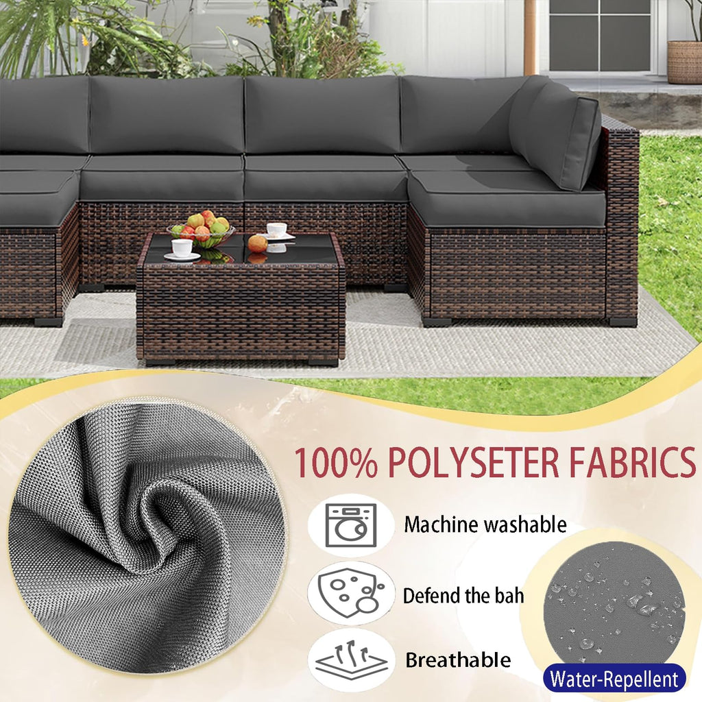 Light Blue 14-Piece Water-Repellent Outdoor Replacement Cushions Set O194586