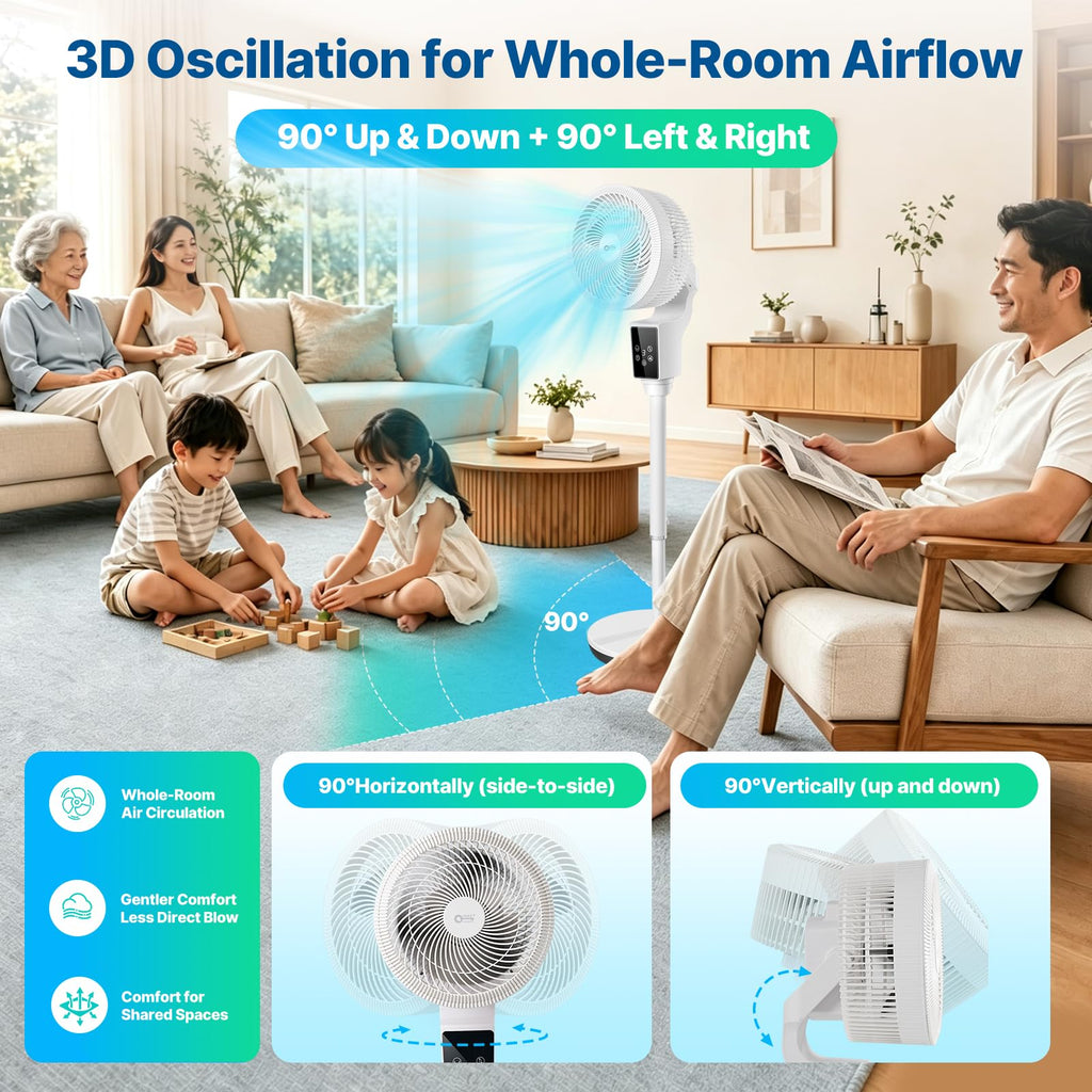 Oscillating Fan, 360° Air Circulator Pedestal Fan, 43.3” Adjustable Height C5613