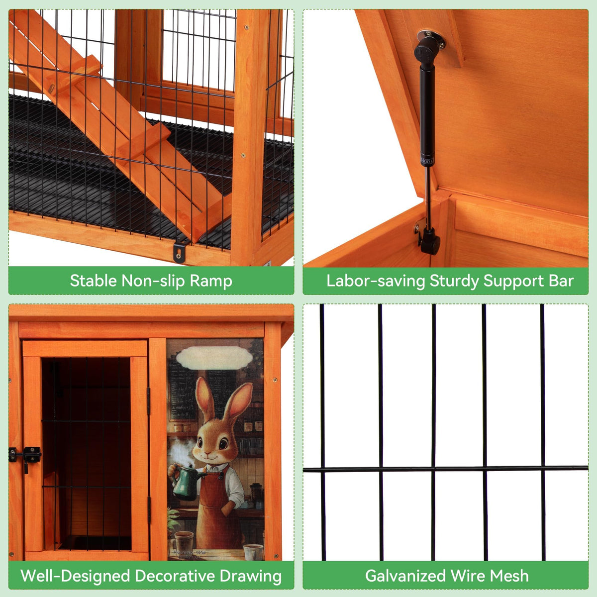 Rabbit Hutch with Wire Floor & Removable Tray S6234